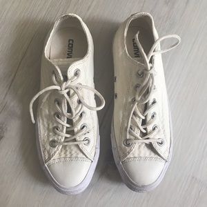 Cream Leather Converse Sneakers